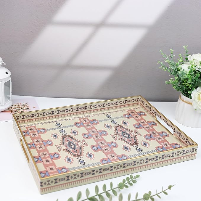 Spsyrine Serving Tray with Handles, Plastic Decorative Tray - Image 4