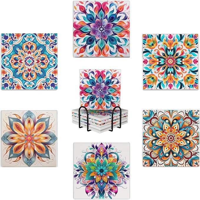 Boho Coasters Set of 6, Coasters by XCEWA