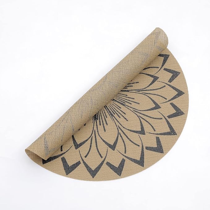 SHACOS 15 inch Round Vinly Placemats Set of 6 Boho Flower Print Place Mats - Image 4