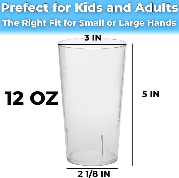 Restaurant Grade, BPA-Free 12oz Clear Plastic Cups 12pk. Super Durable - Image 6