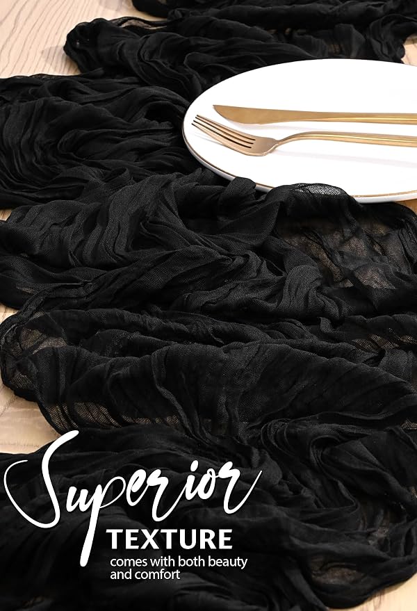 30 Pack Cheesecloth Table Runner 10FT Black Table Runner Boho Gauze Cheese - Image 4
