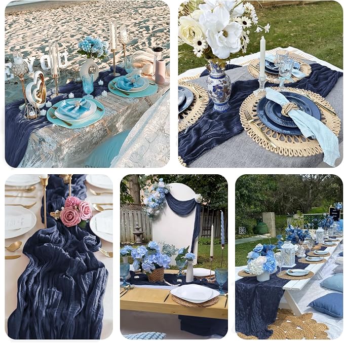 6 Pack Navy Blue Cheesecloth Table Runner Summer 10FT Sheer Navy Cheese Cloth - Image 4