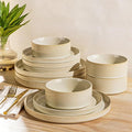 Ceramic Dinnerware Set for 4, 12-Piece Plates and Bowls Set | Lightweight by TheTerra