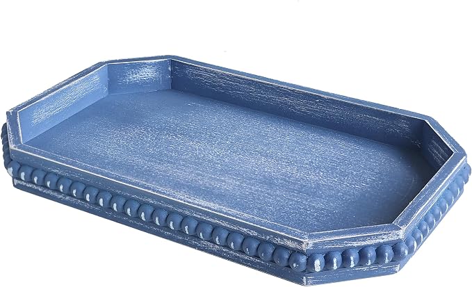 Hrastany Blue Wood Decorative Tray, Coffee Table Tray by Hrastany
