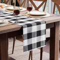 Encasa XO Table Runner, Woven Cotton Dining Runner 13"x72" Buffalo Black Checks by EncasaXO