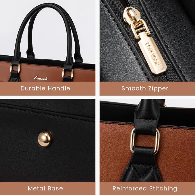 LOVEVOOK Laptop Bag for Women, 17 lnch Waterproof Lightweight Leather Tote Bag - Image 7