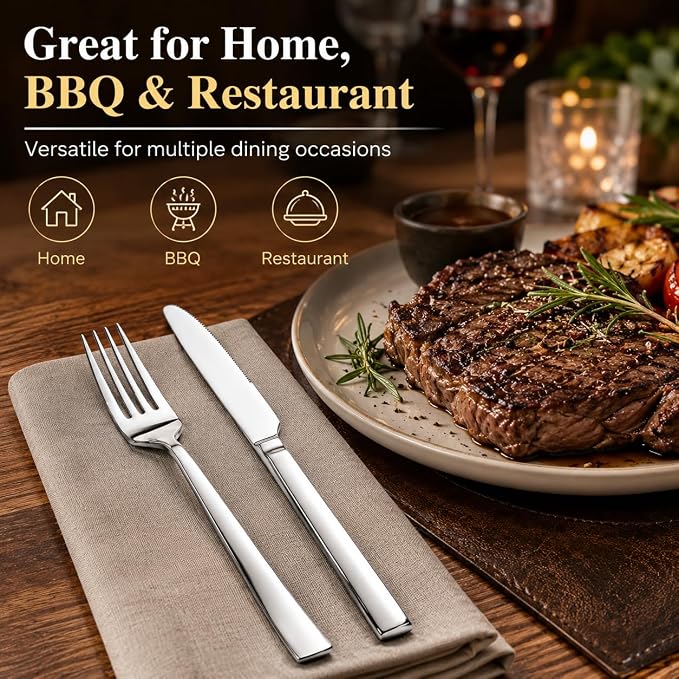 SANTUO 16-Piece Stainless Steel Dinner Knife and Fork Set - Image 7