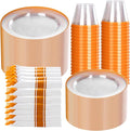 SUT 350Pcs Orange and Clear Plastic Dinnerware Set by SeeYouTomorrow