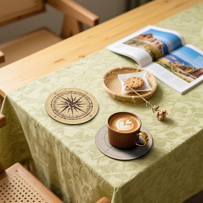 Compass Coasters Leather Round Drink Coasters 6 Pcs Set - Image 5