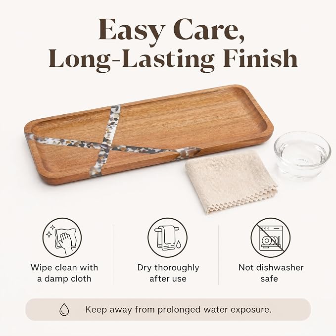 Resin Inlay Acacia Charcuterie Cheese Trays 3 Pack 14x5.5 in | Solid Natural - Image 8