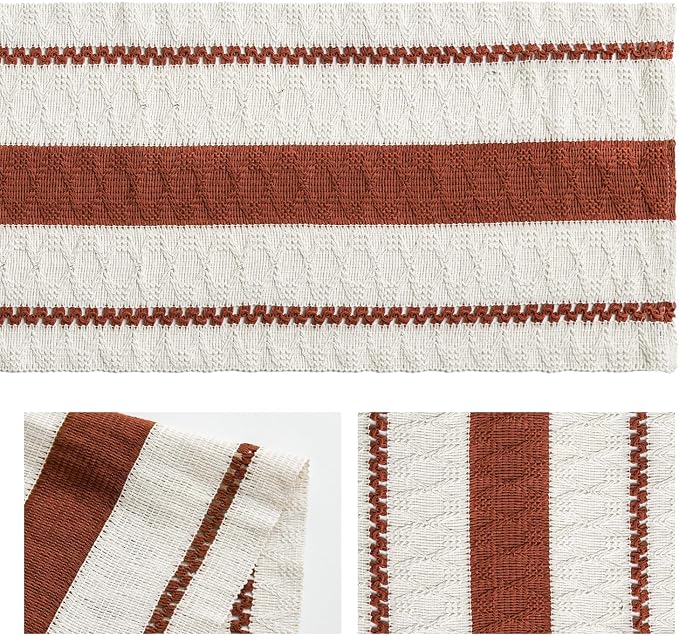 Artoid Mode Caramel Rustic Woven Table Runner 12x48 Inch | Holiday Farmhouse - Image 6
