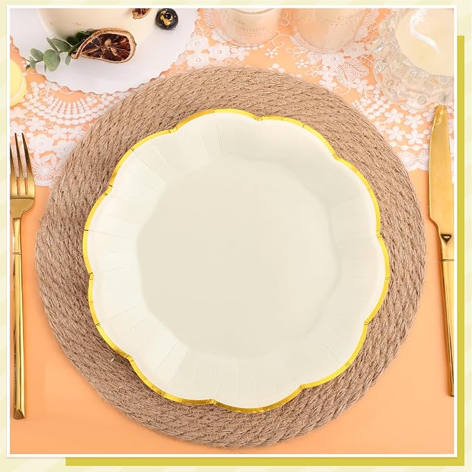 NatNarr 30 Pcs Cream Paper Plates, 9 Inch Ivory Paper Plates - Image 5