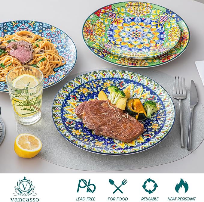 vancasso Ceramic Dinner Plates Set of 6, 10.5 Inch, Microwave Safe | Salad - Image 3