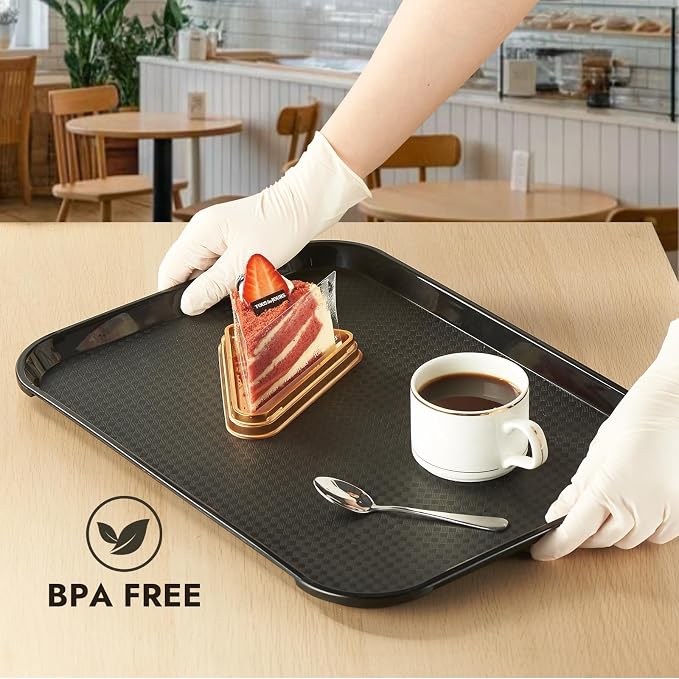 12 Pack Black Plastic Serving Trays, 12x16 Inch Cafeteria Tray | Black Plastic - Image 5