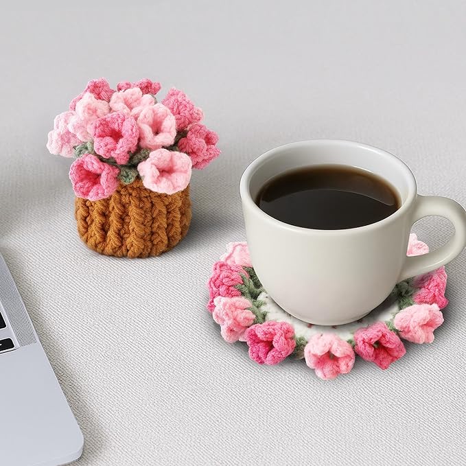 Crochet Flower Coasters, Handmade Bouquet Coasters - Image 6