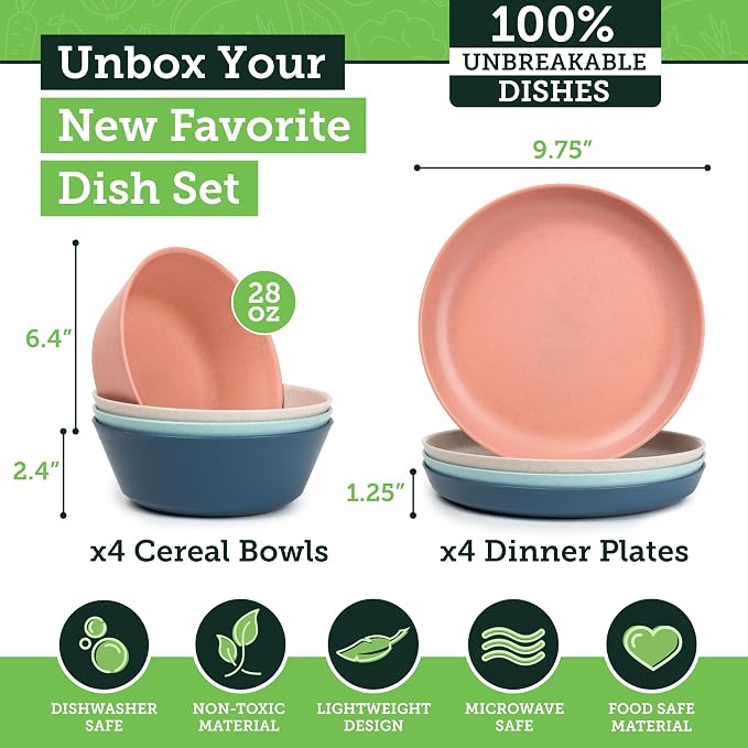 Grow Forward Premium Wheat Straw Plates and Bowls Sets - Image 3