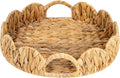 StorageWorks Round Scalloped Tray, Wicker Rattan Serving Tray by StorageWorks