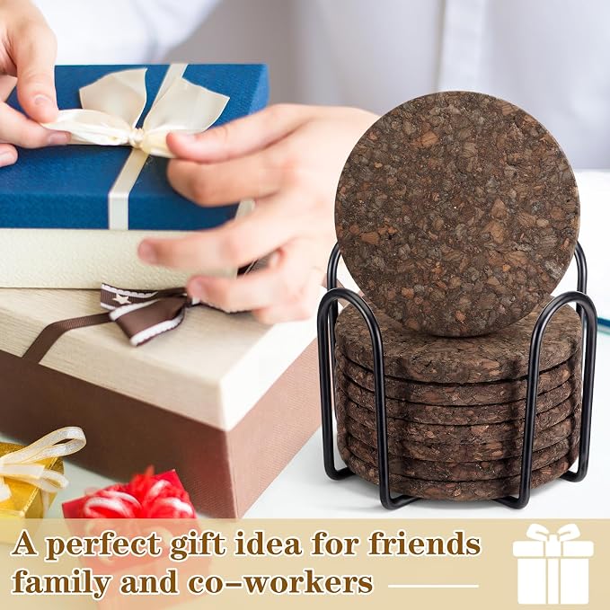 9 Set of Thick Dark Cork Coasters Heat Resistant Non Slip Drink Coaster - Image 5