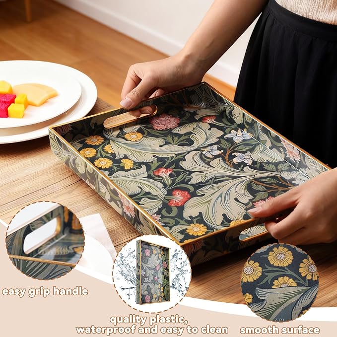 2 Pcs Serving Trays with Handles, Plastic Tray - Image 5