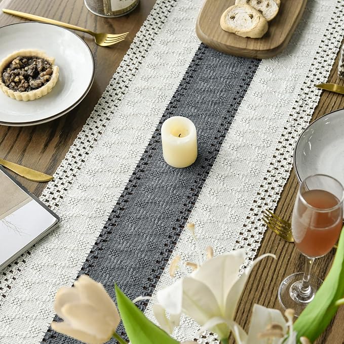 Artoid Mode Dark Grey Farmhouse Rustic Table Runner 12x72 Inch | Seasonal - Image 5