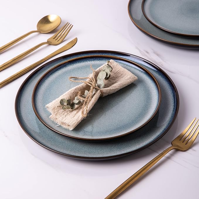 LERATIO Ceramic Dinner Plates Set of 4, 10.5 Inch Reactive Glaze Plate Sets | - Image 4