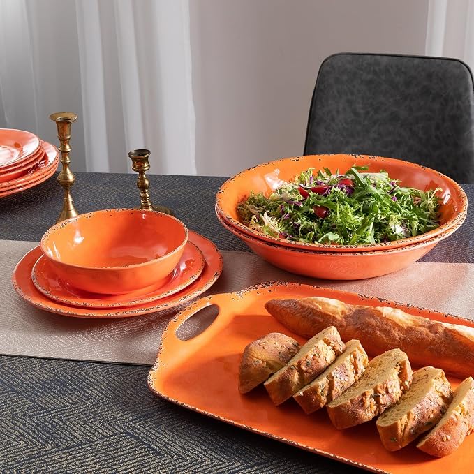 Melamine Serving Tray with Handles, 19“ x 12" Vintage Rustic Large Rectangular - Image 5