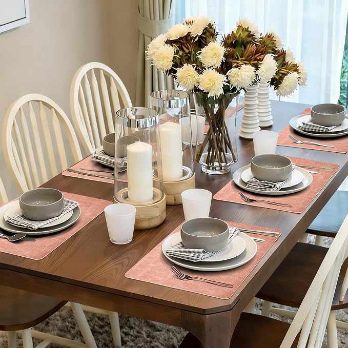 Maxpearl Faux Leather Placemats Set of 4, Suitable - Image 2