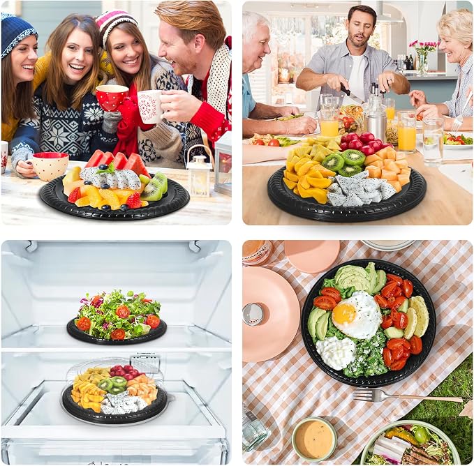 12 Pack Catering Trays with Lids, Round 12 Inch Veggie Tray with Lid, - Image 6