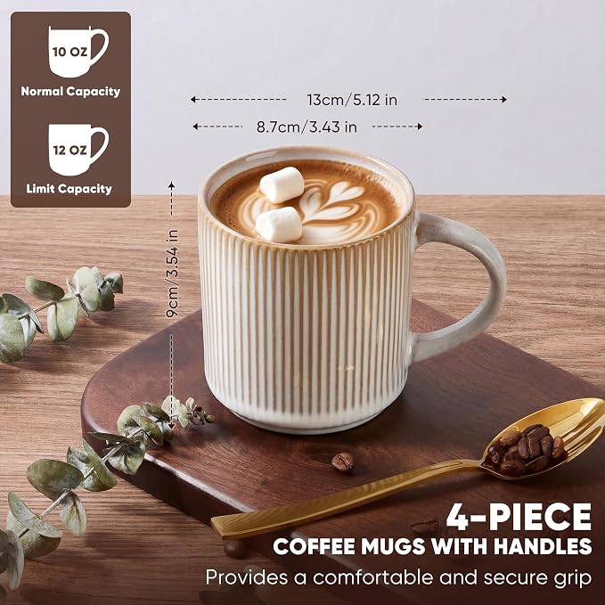 E-far Coffee Mugs Set of 4, 12 oz Stoneware Coffee Cups - Image 2