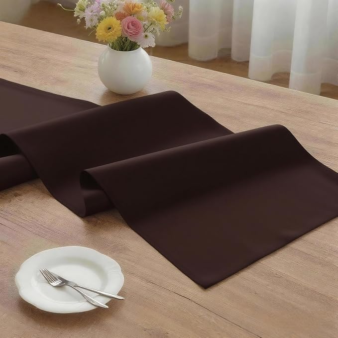 MEANMOY Brown Table Runner 36 Inches Long Waterproof Washable Table Runners | - Image 3