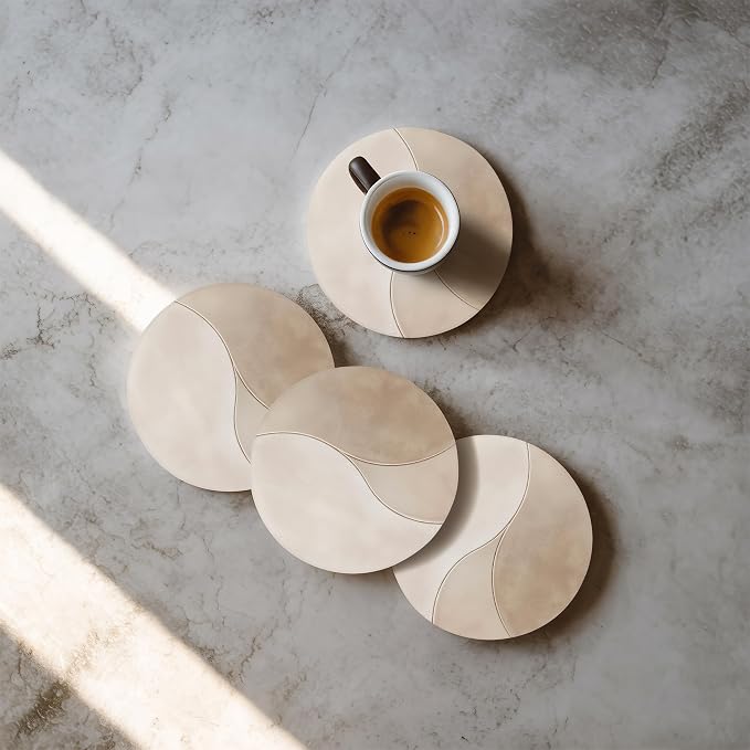 VEYRO Ceramic Coasters Set of 4 – Absorbent Stone Drink Coasters - Image 9