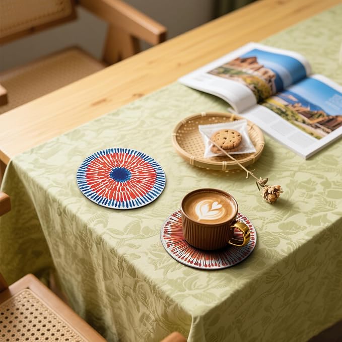 Mid Century Coasters Leather Round Drink Coasters 6 Pcs Set - Image 5