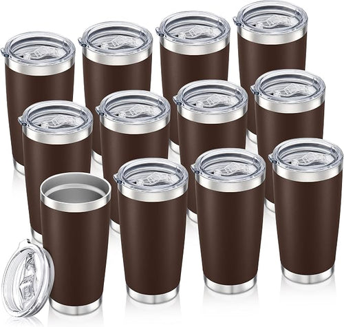 20oz Tumbler Bulk with Lid Stainless Steel Tumblers, 12 Pack | Leak Proof Lid by Unknown