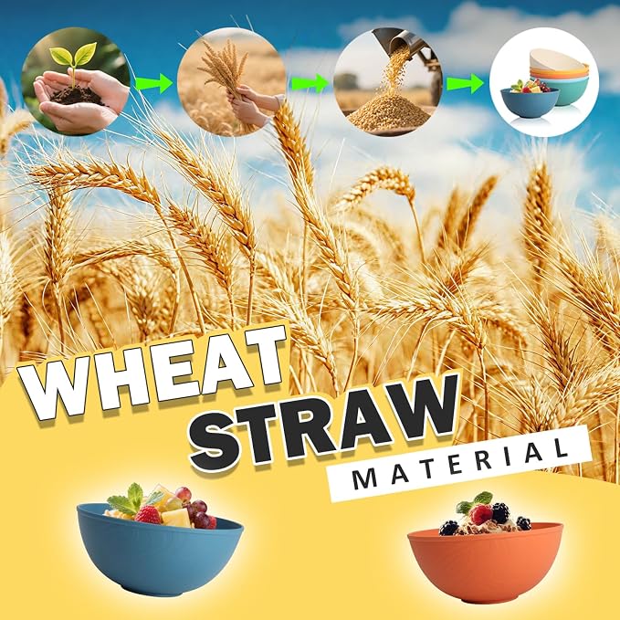 Unbreakable Large Cereal Bowls 40 OZ, Wheat Straw Bowls Set of 6, Alternative - Image 6