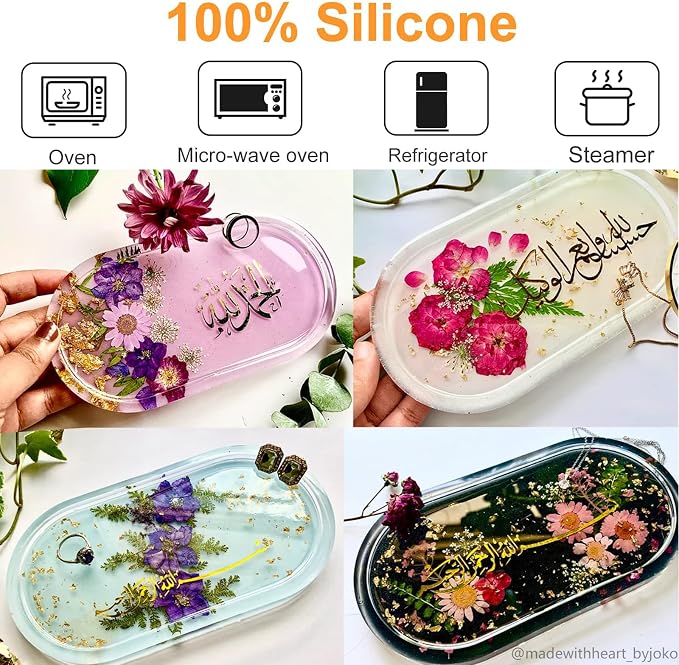 3 Pcs Oval Resin Tray Molds, DIY Thickened Coaster Molds, Epoxy Resin Mold | - Image 3