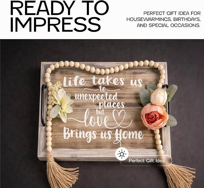 Besti Rustic Vintage Food Serving Trays | Nesting Wooden Board - Image 7
