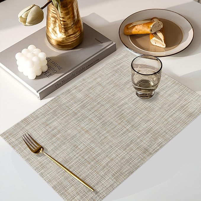 Vinyl Placemats Set of 8, PVC Woven Washable Non-Slip Table Mats, Heat - Image 5