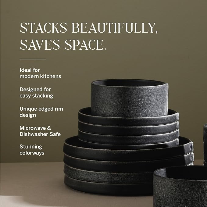 Stone Lain Bao Dinnerware, Charcoal | Charcoal Textured Finish - Image 7