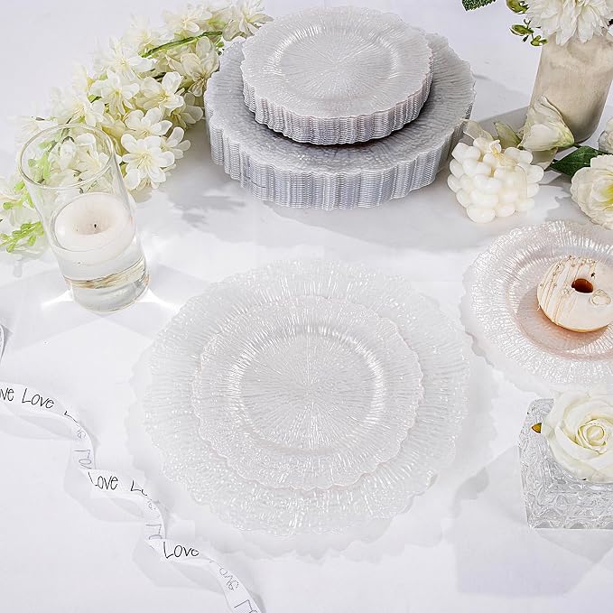 U-QE 60PCS White Plastic Plates - Image 5
