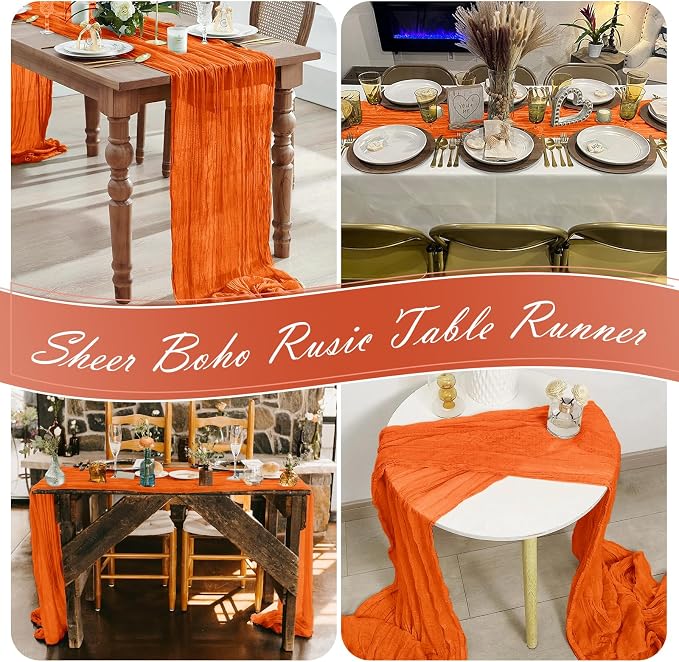 30 Pack Orange Cheesecloth Table Runner 17 x 108 inch Cheese Cloth Table - Image 7