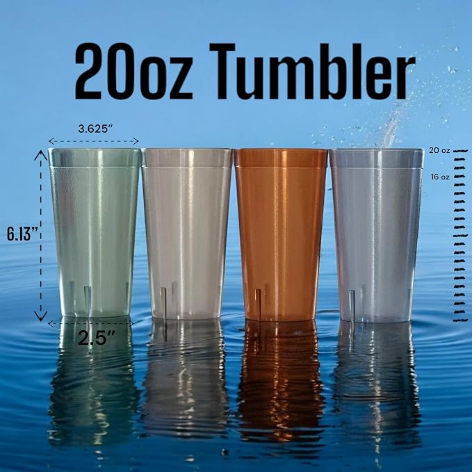 Oojami Set of 8 Plastic Tumblers, 20-Ounce Reusable Cups, BPA-Free & - Image 7