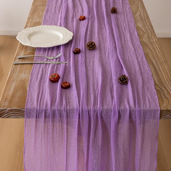 6Pcs Lilac Cheesecloth Table Runner 120 Inches - Image 4