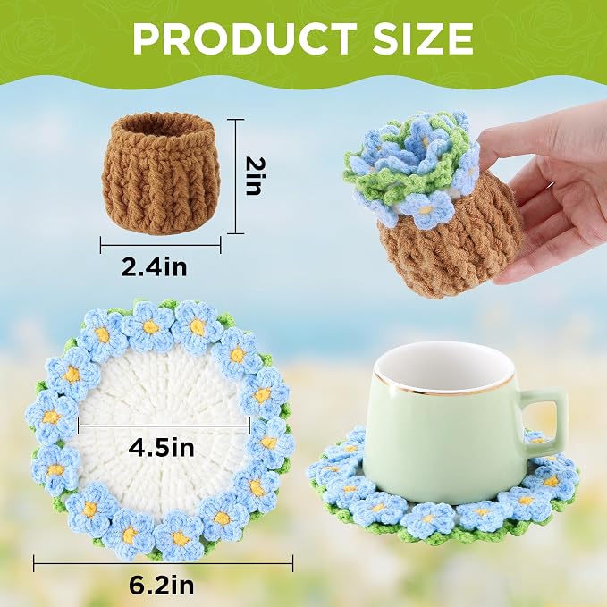 Crochet Flower Coasters, Handmade Bouquet Coasters - Image 2