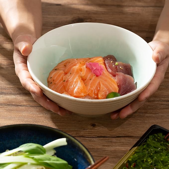 8 Inch Ceramic Ramen Bowl Set of 2, 40oz Japanese Bowls - Image 6