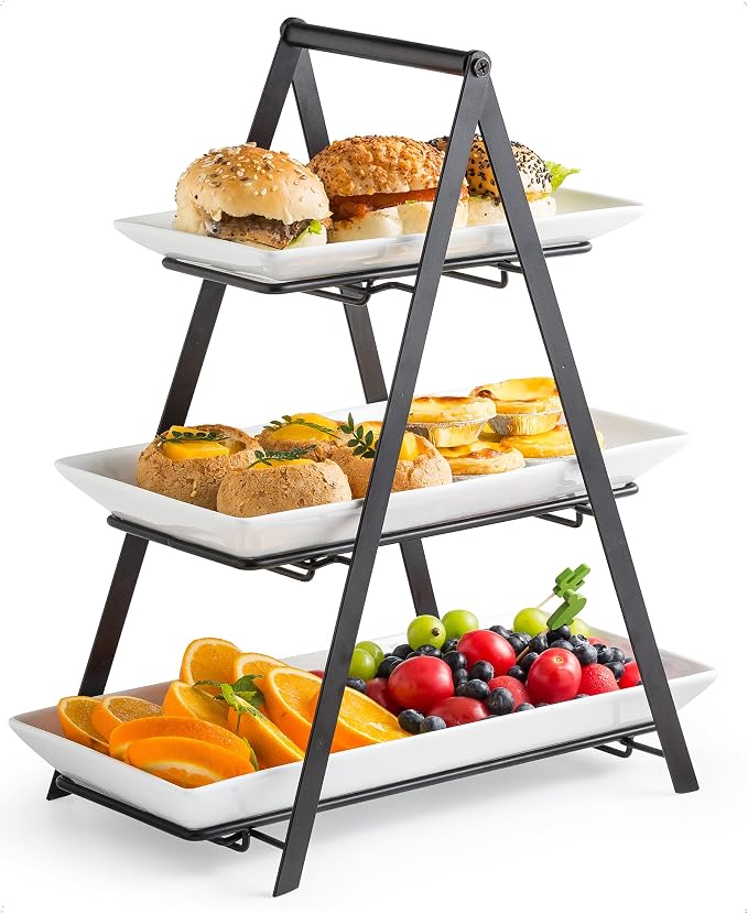 YHOSSEUN 3 Tier Serving Tray Tiered Tray Stand, 10+12+14 Inch, Large Serving by YHOSSEUN
