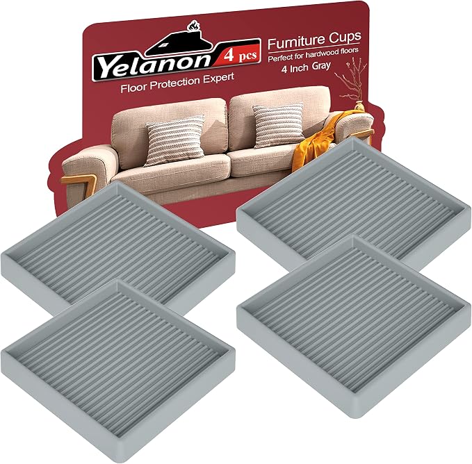 Furniture Coasters 4 Pcs 4” Furniture Caster Cups by Yelanon