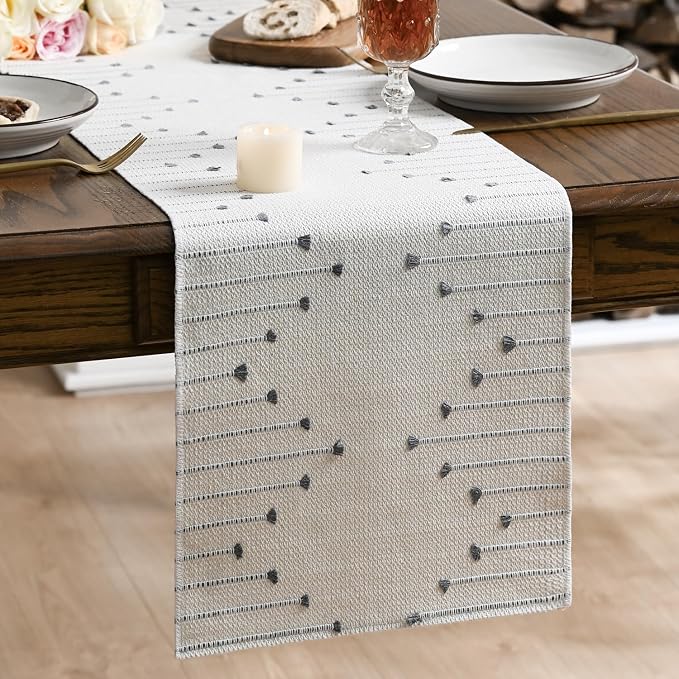 Artoid Mode Light Grey Boho Table Runner by ArtoidMode