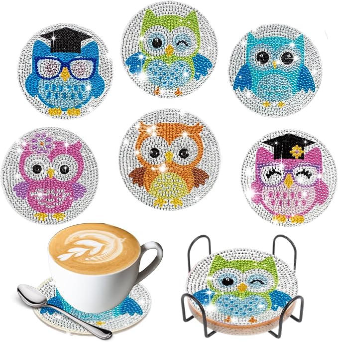 6 Pcs Owls Shaped Diamond Painting Kits, Diamond Painting Kits - Image 8