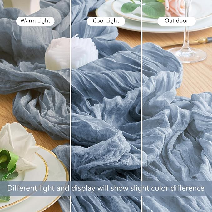 Cheesecloth Table Runner Dusty Blue 10FT Boho Gauze, 12 Pack | 120 Inch Cheese - Image 8