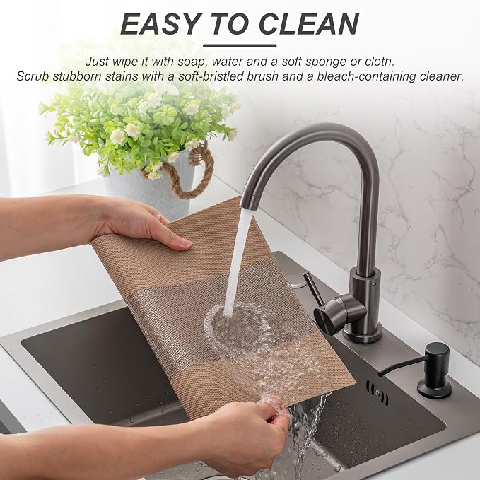 Placemats Set of 6 Washable Indoor | Outdoor Vinyl Place Mats - Image 3